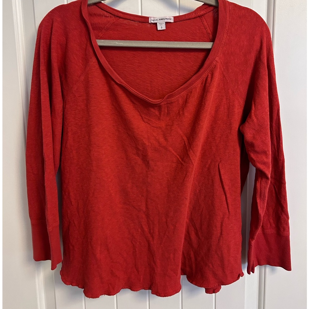 James Perse cotton 3/4 length tee. Burnt orange.
